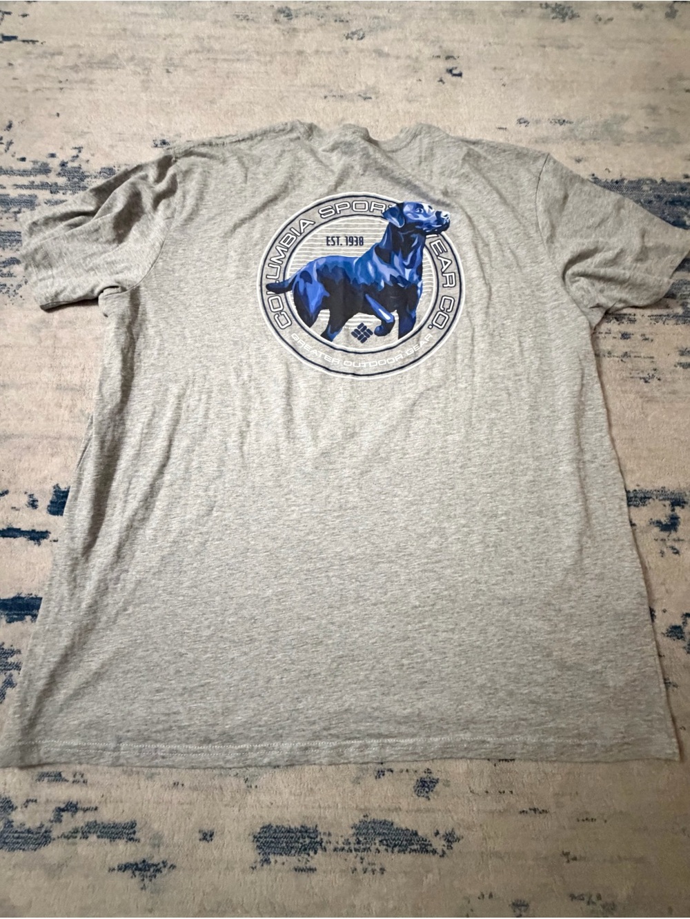 Columbia Men's Dog Graphic Cotton Short Sleeve T-Shirt Heather Gray XXL